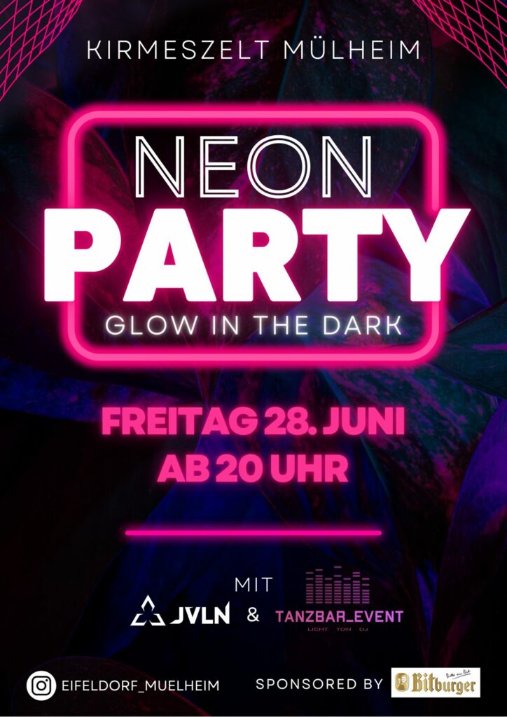 Neon-Party im Kirmeszelt Mülheim